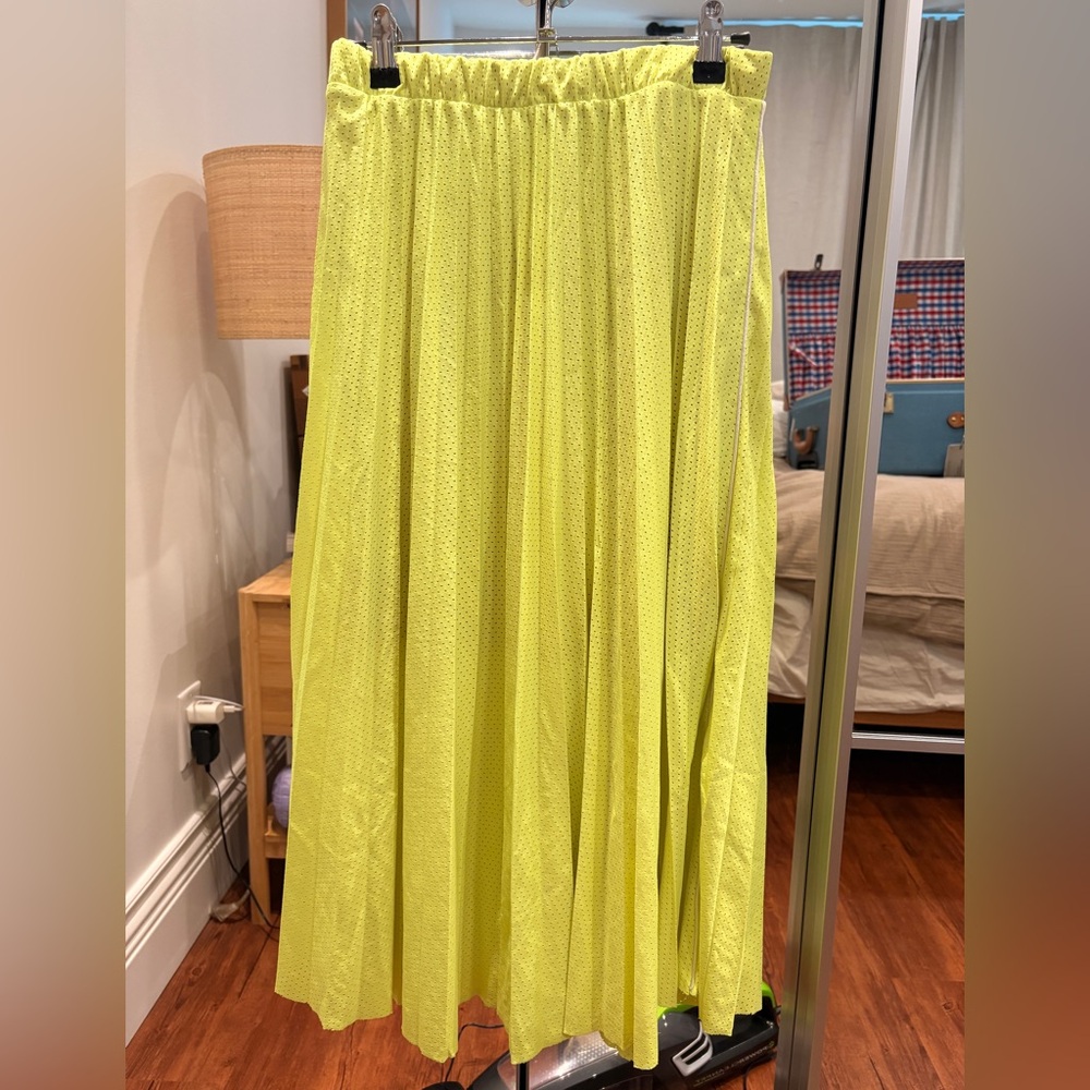 Neon green mesh midi skirt